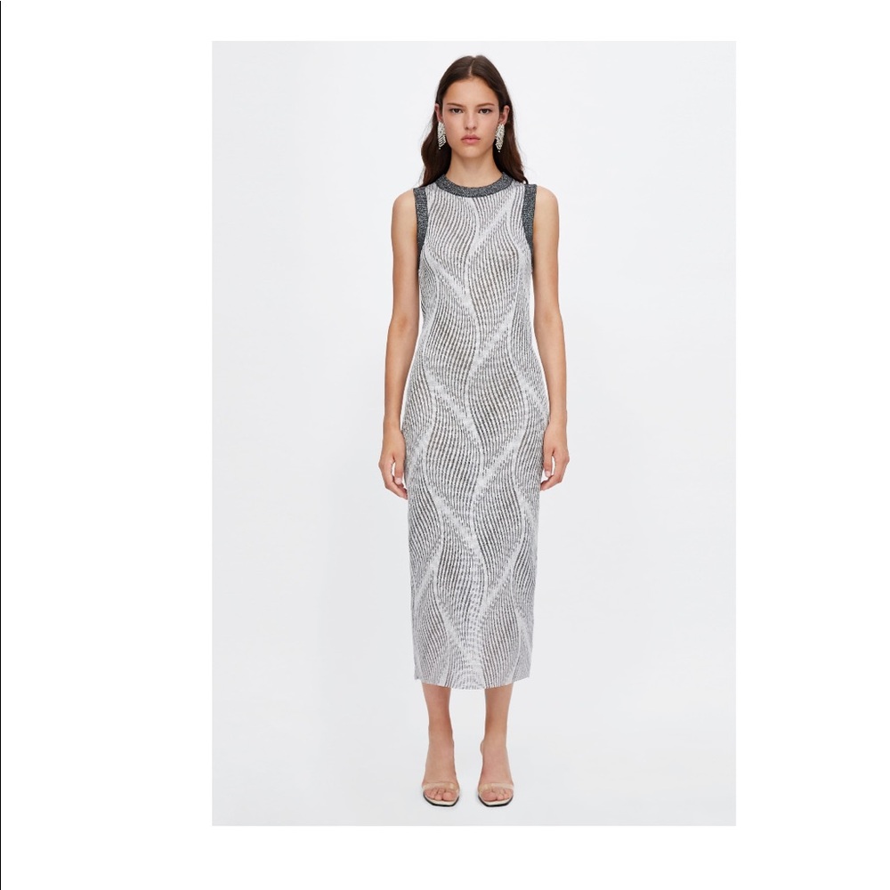*SOLD* Zara Jacquard Dress with Metallic Thread